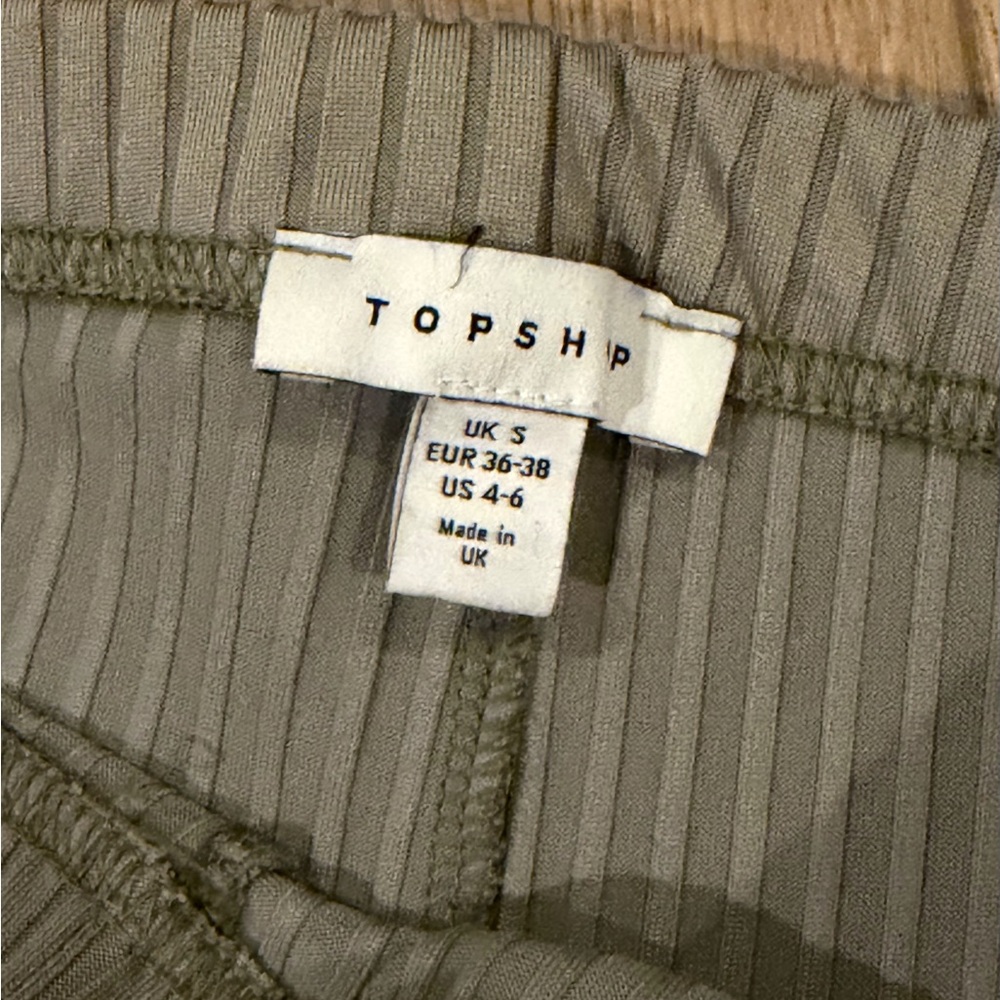 Topshop Ribbed Olive Pants - Picture 2 of 2